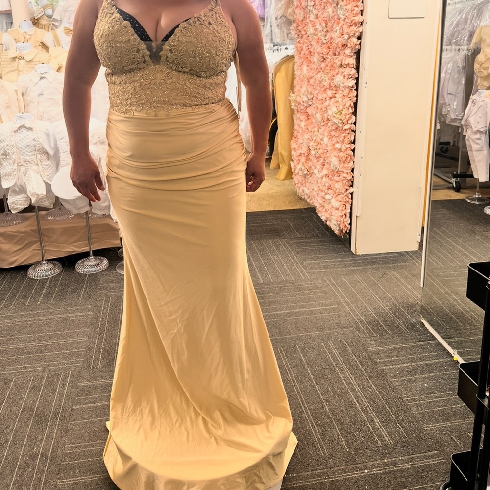 Chic Gold Lace Wedding Dress
